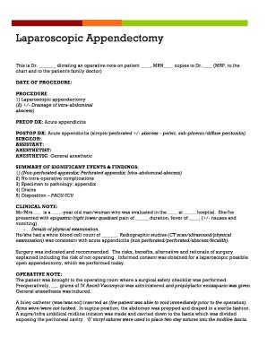 operative note template appendectomy